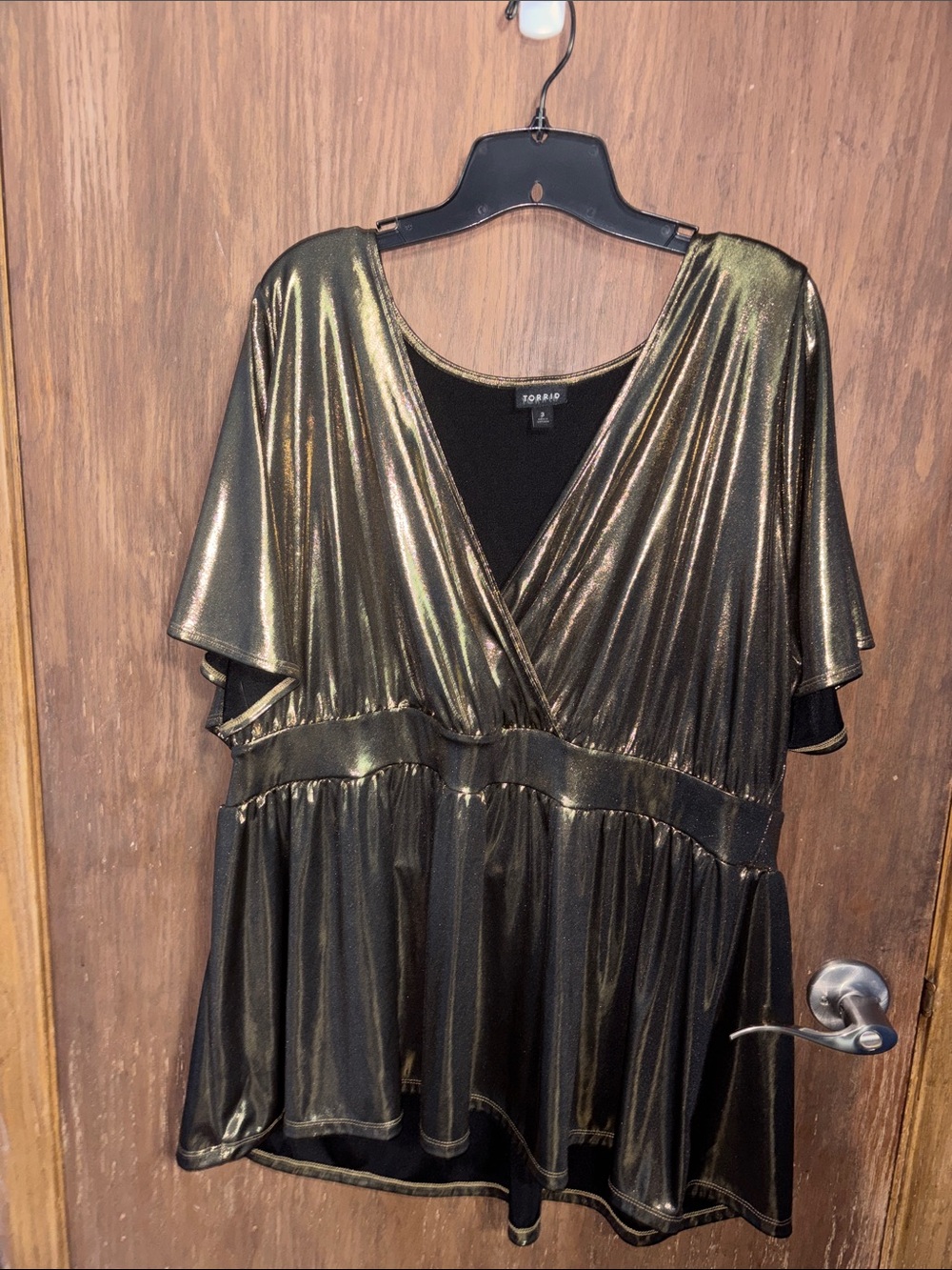 torrid Metallic Gold V-Neck Midi Dress
